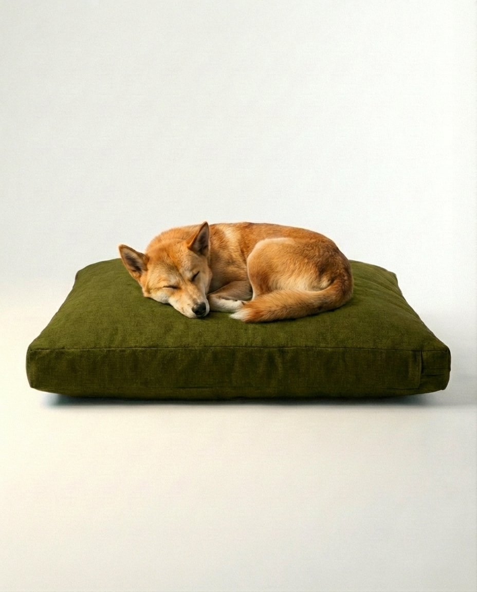dog sleeping on chewproof dog bed with removable cover