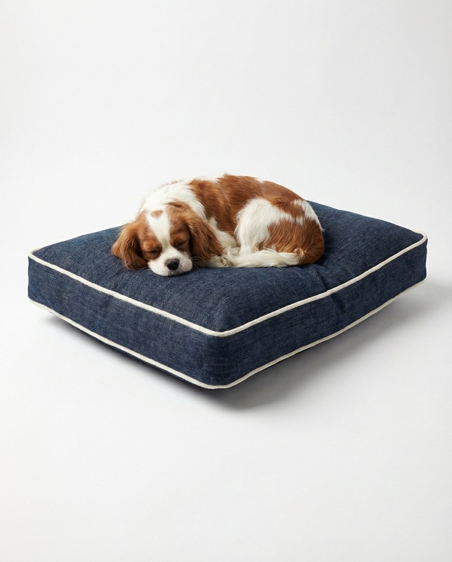 affordable chew resistant dog bed in blue denim for moderate chewers