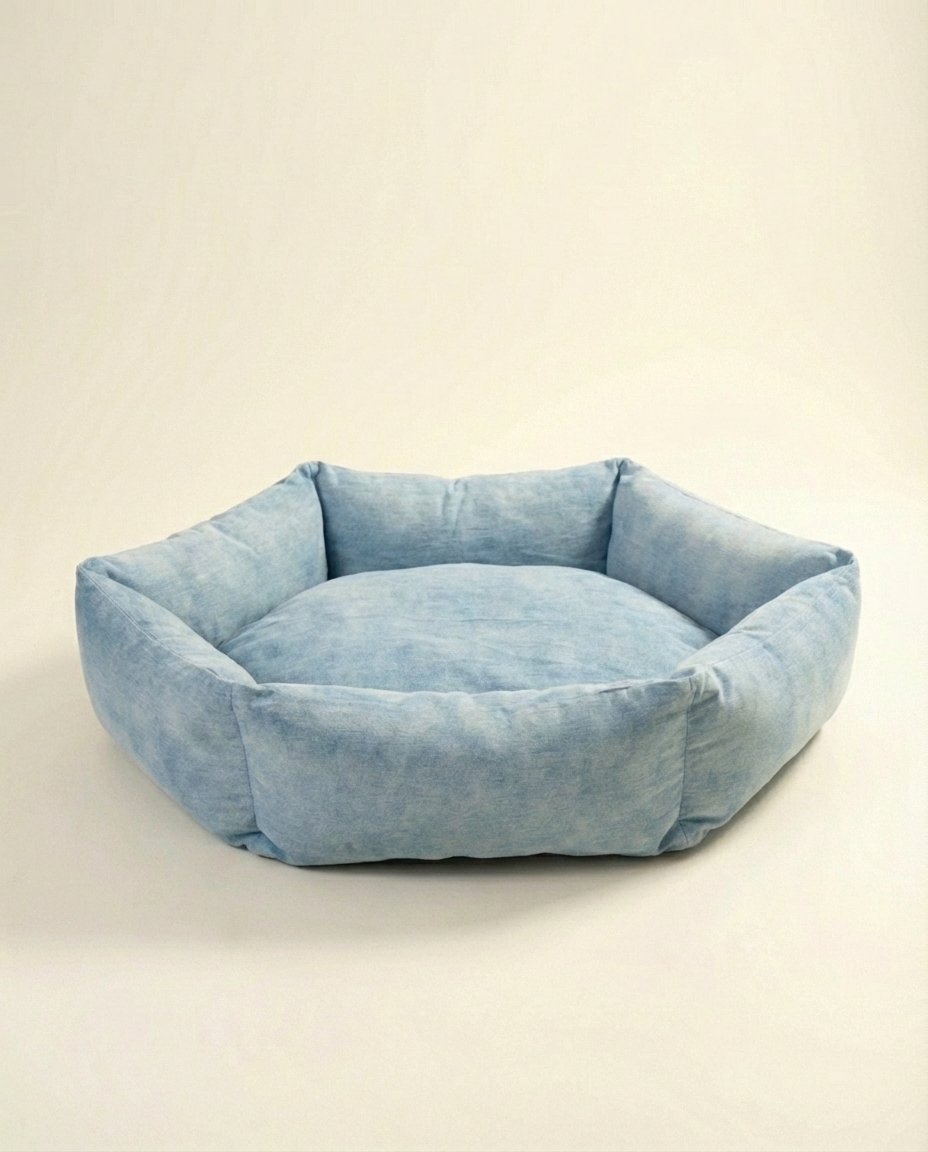 hexagonal bolster dog bed available in multiple sizes for all breeds