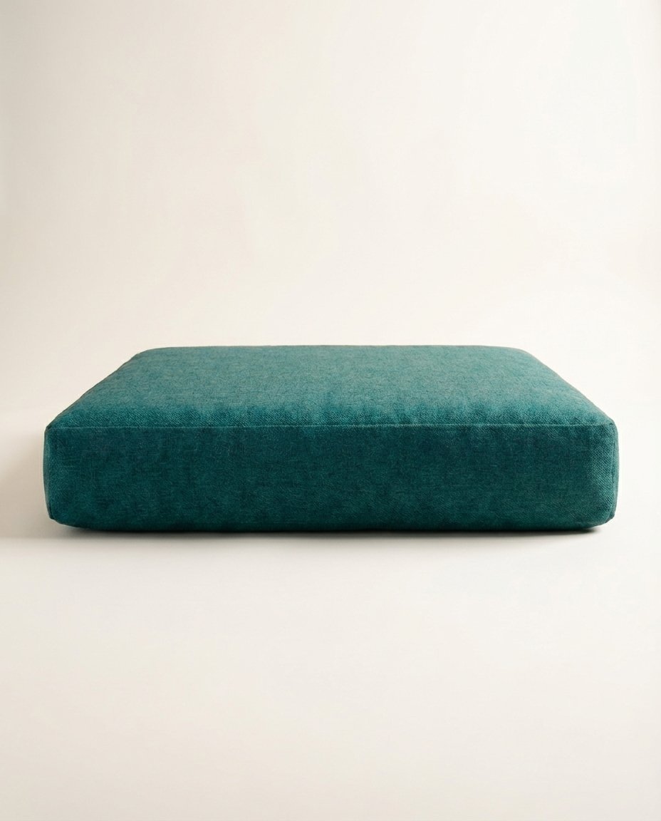 textured jute dog bed cover in natural earthy tones