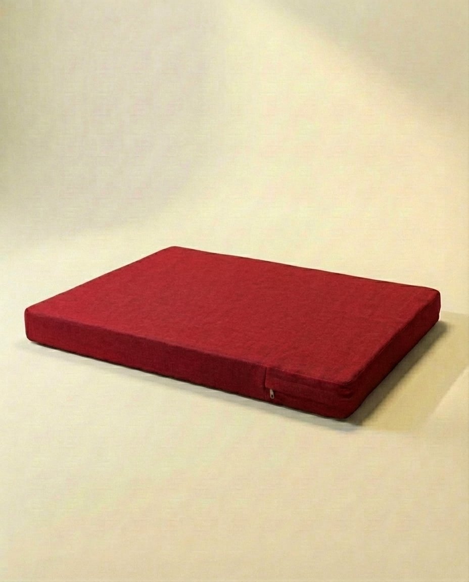 Jute orthopedic dog bed red