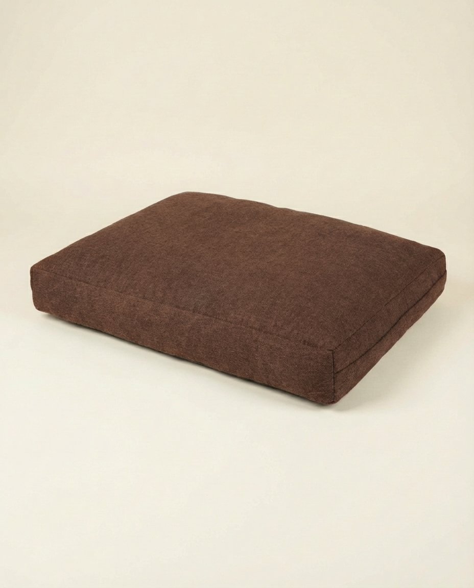 chewproof dog bed with jute cover brown