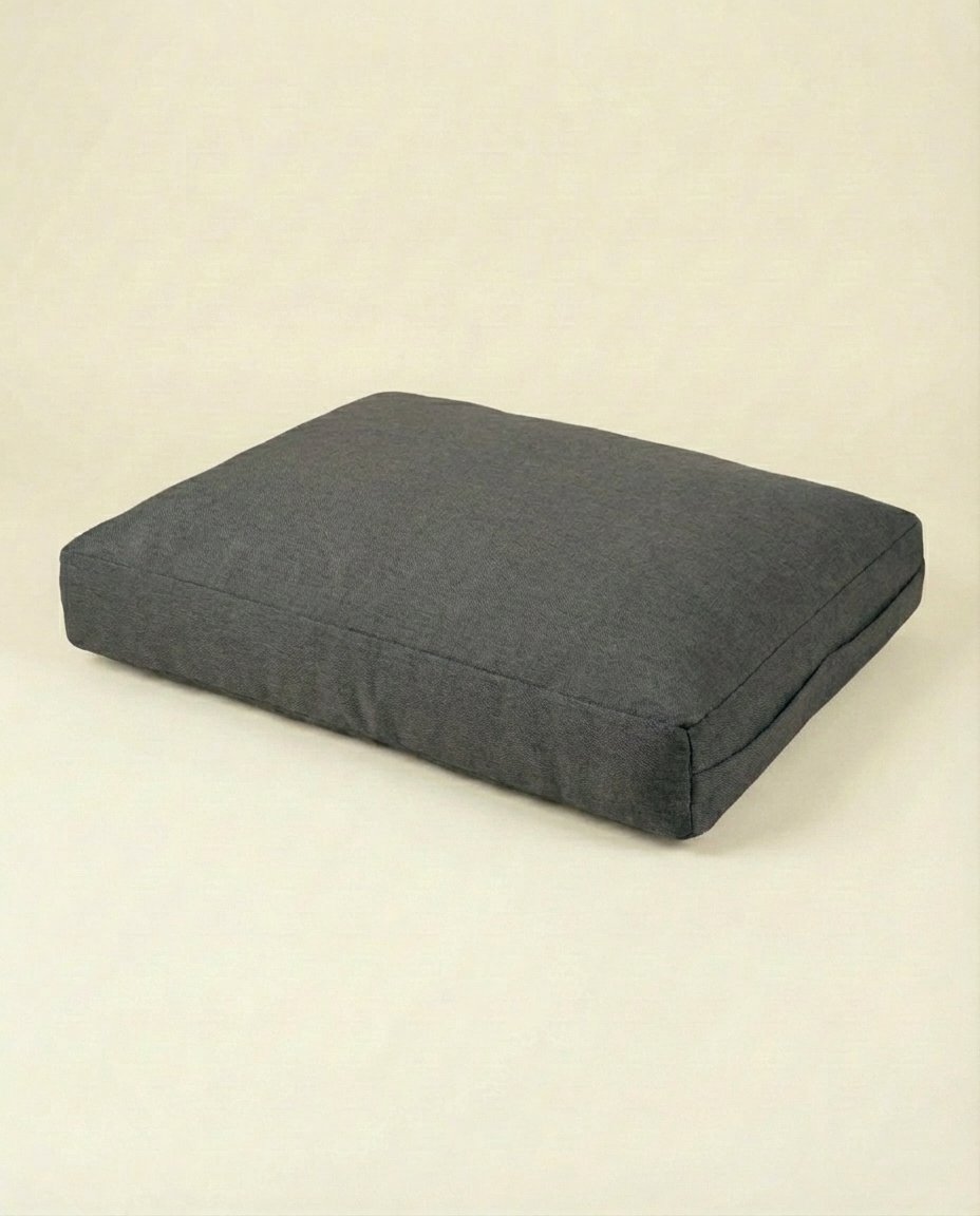 chewproof dog bed with jute cover dark grey
