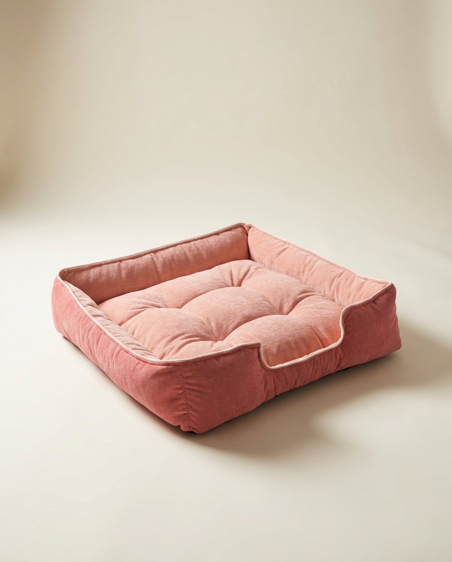 lounger dog bed showing tufted base and dual color combination