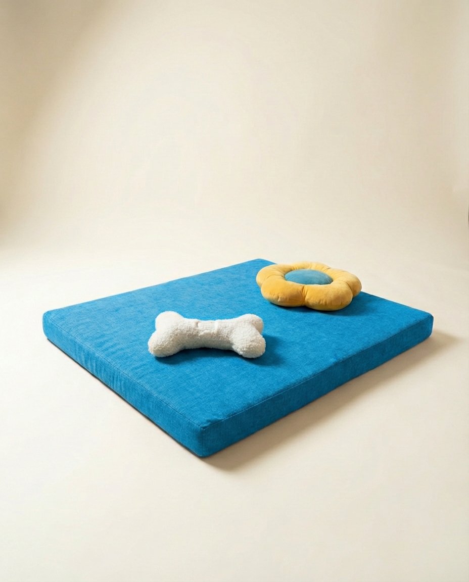 chew toys on orthopedic dog bed