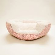 block print dog bed with artisan pink print