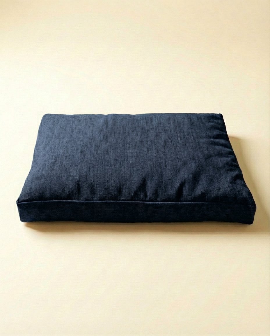 chew resistant dog bed with removable cover blue