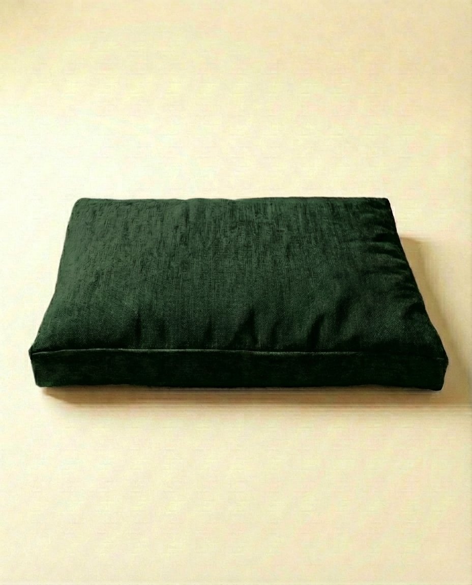 chew resistant dog bed with removable cover green